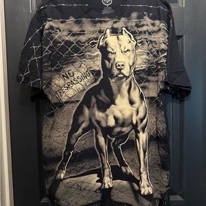 D O M “it’s about the Art”Black and Gray Dog Graphic T-Shirt